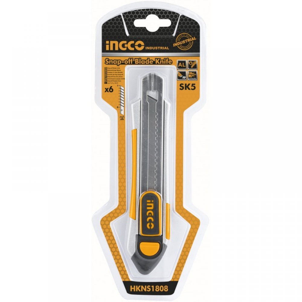 Estilete 18mm Profissional em Alumínio HKNS1808 - Ingco - Estilete HKNS1808