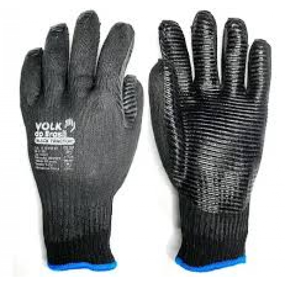 Luva Volk Vulcanizada Black Tractor Pacote com 12 pares - Preta