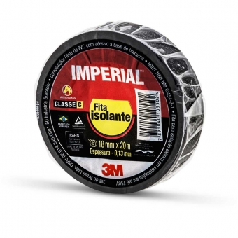 Fita Isolante 3M Imperial Preta 18mmx 20m Pacote com 10un