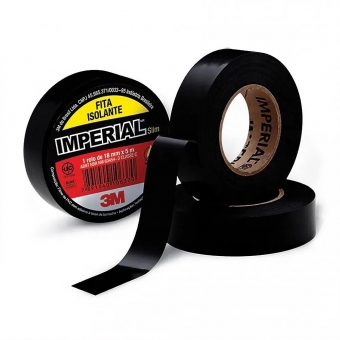 Fita Isolante 3M Imperial Preta 18mmx 20m Pacote com 10un